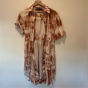 Anthropologie rust and Cream Shirt Dress